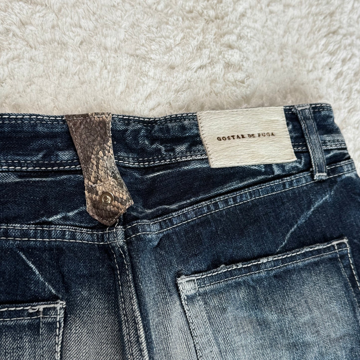 Fuga Python Detailed Flared Lace Up Jeans