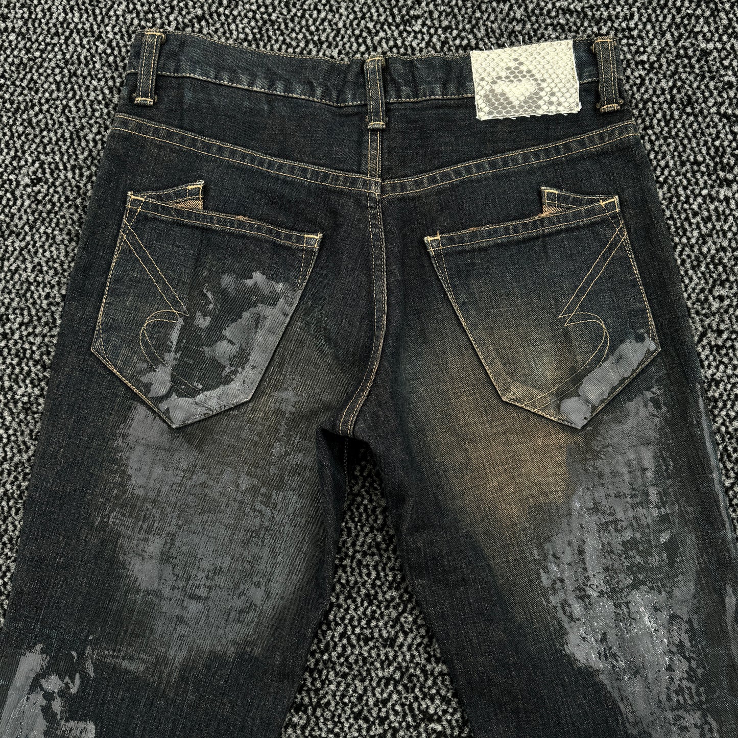 Semantic Design Waxed Snakeskin Denim