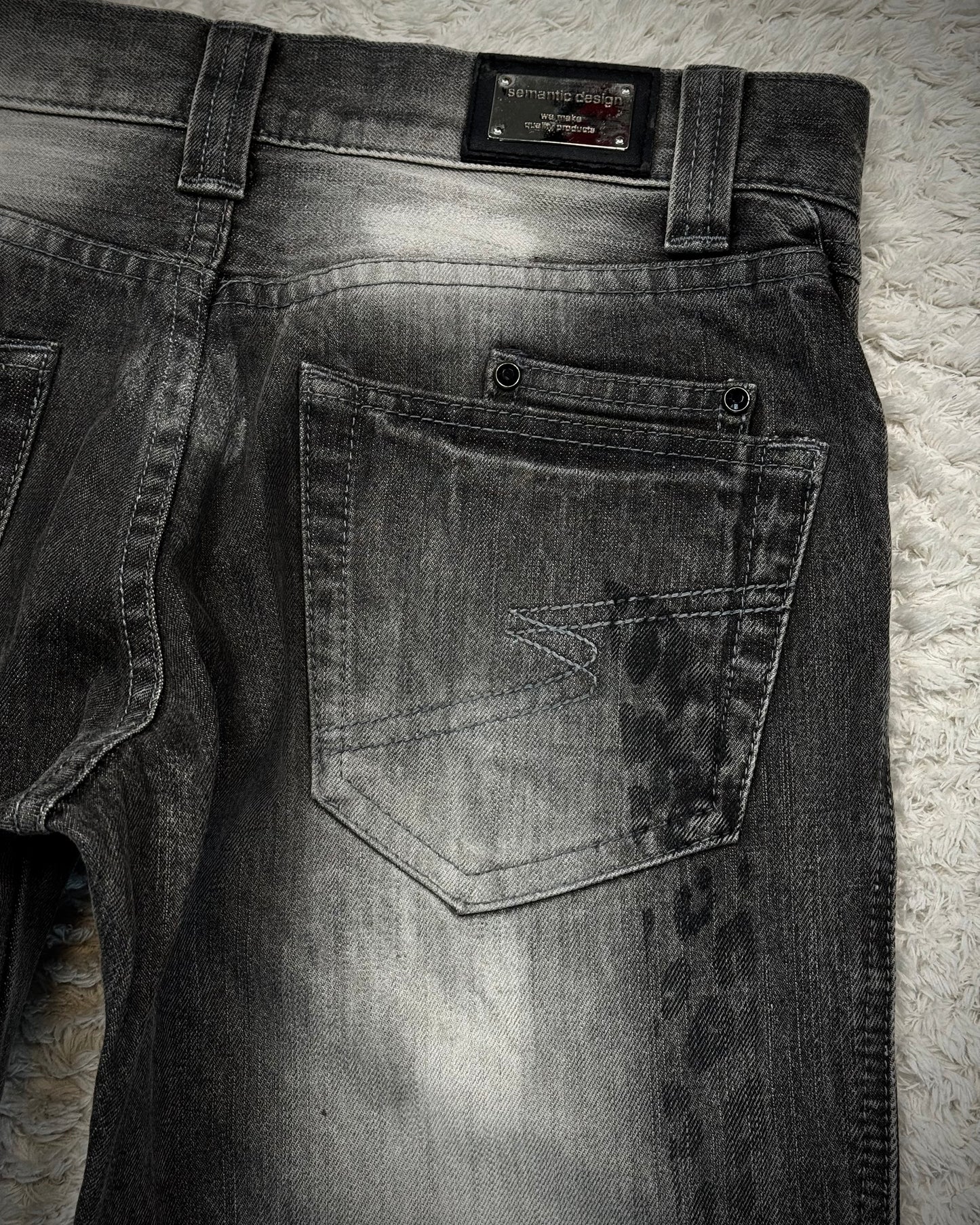 Semantic Design Leopard Clawmarks Washed Flared Jeans