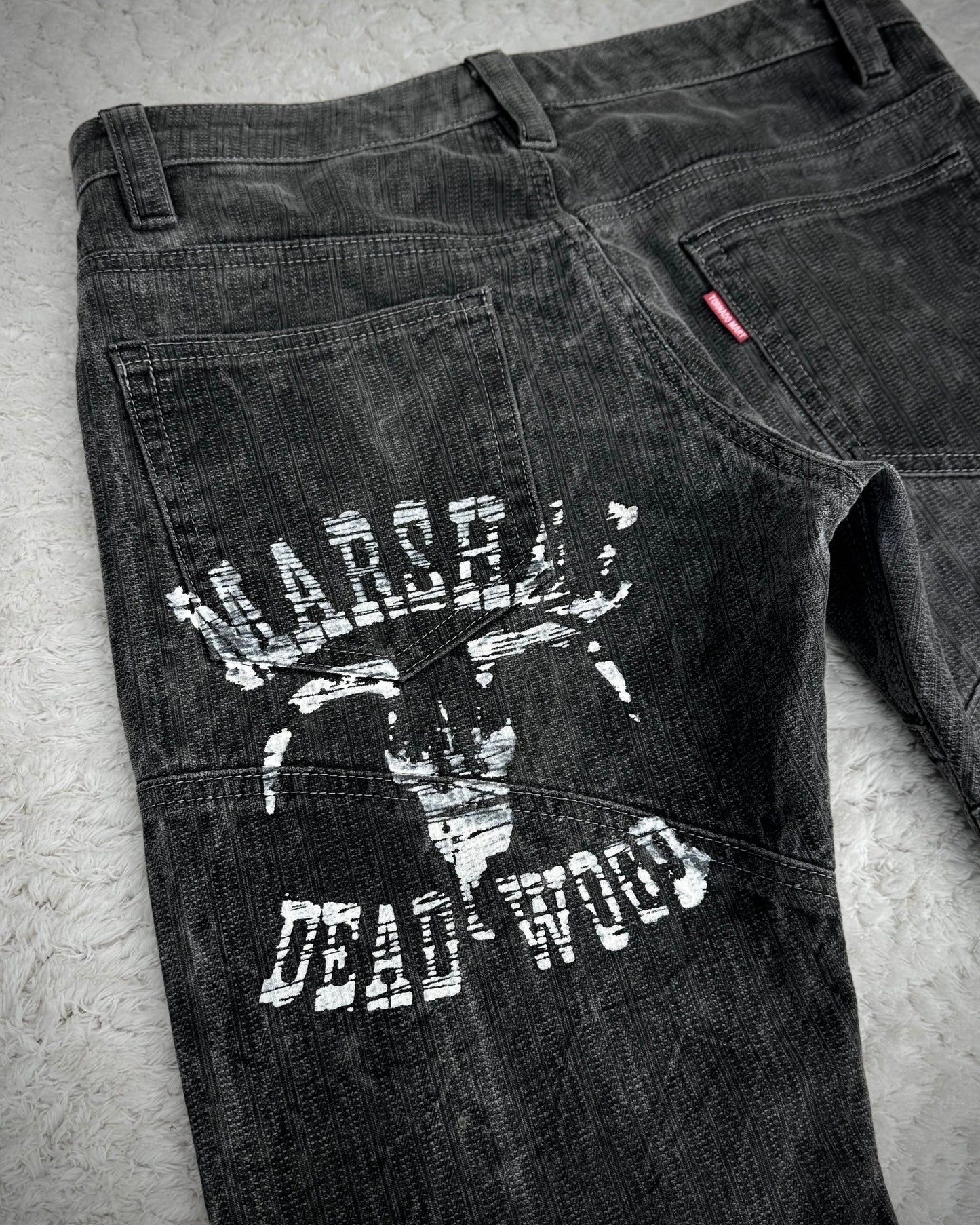 Tornado Mart Pin Striped Western Printed Lace Up Flared Pants