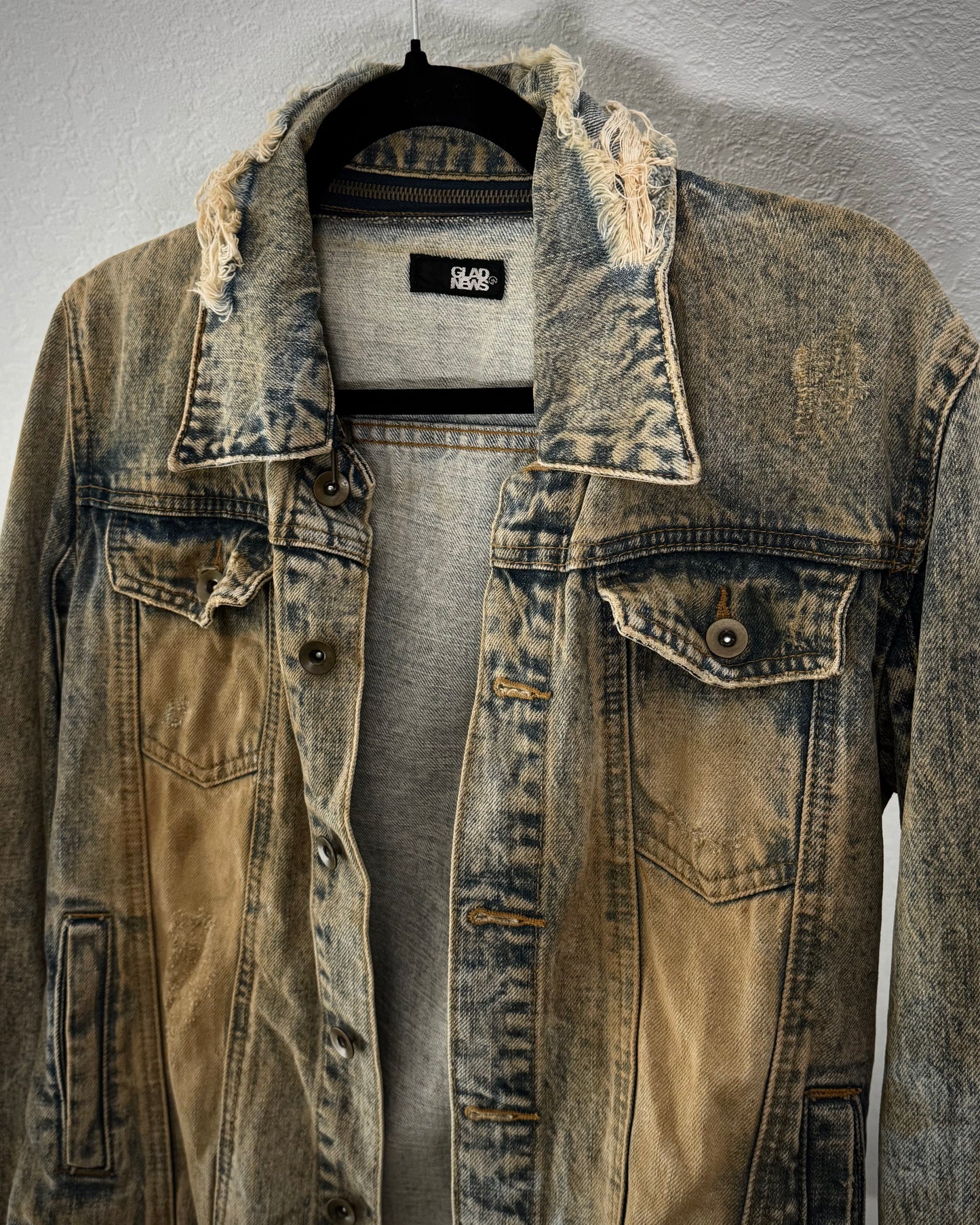 Glad News Mud Wash Distressed Denim Jacket