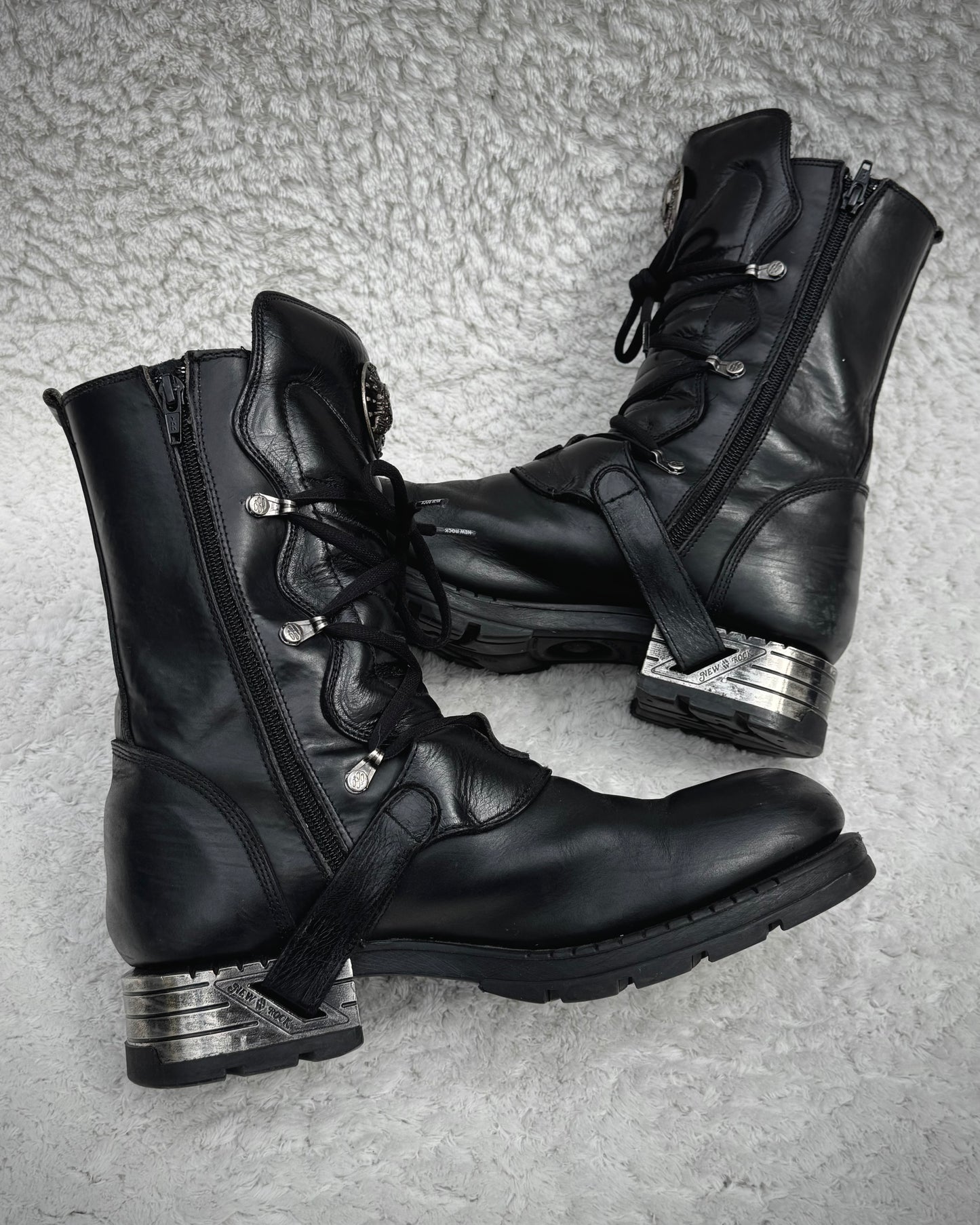 New Rock Steel Heel Leather Boots