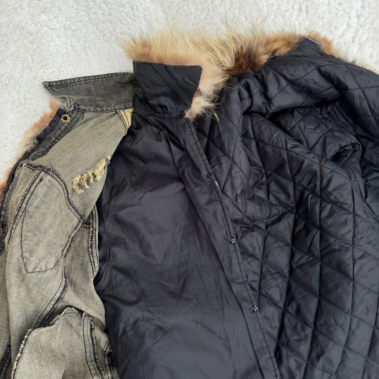 In The Attic Raccoon & Rabbit Fur Denim Jacket
