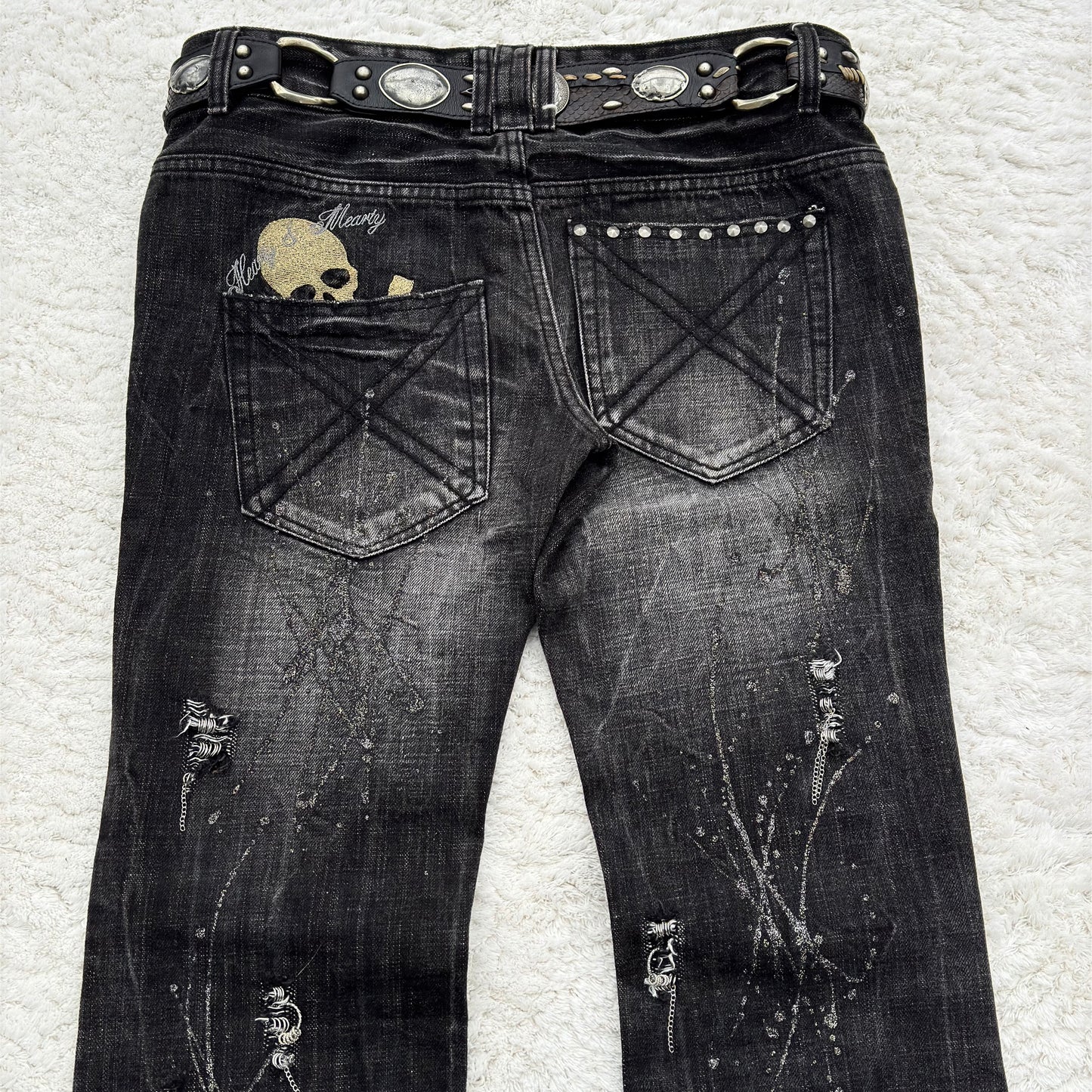 Glad News Pierced Glitter Strokes Flared Jeans