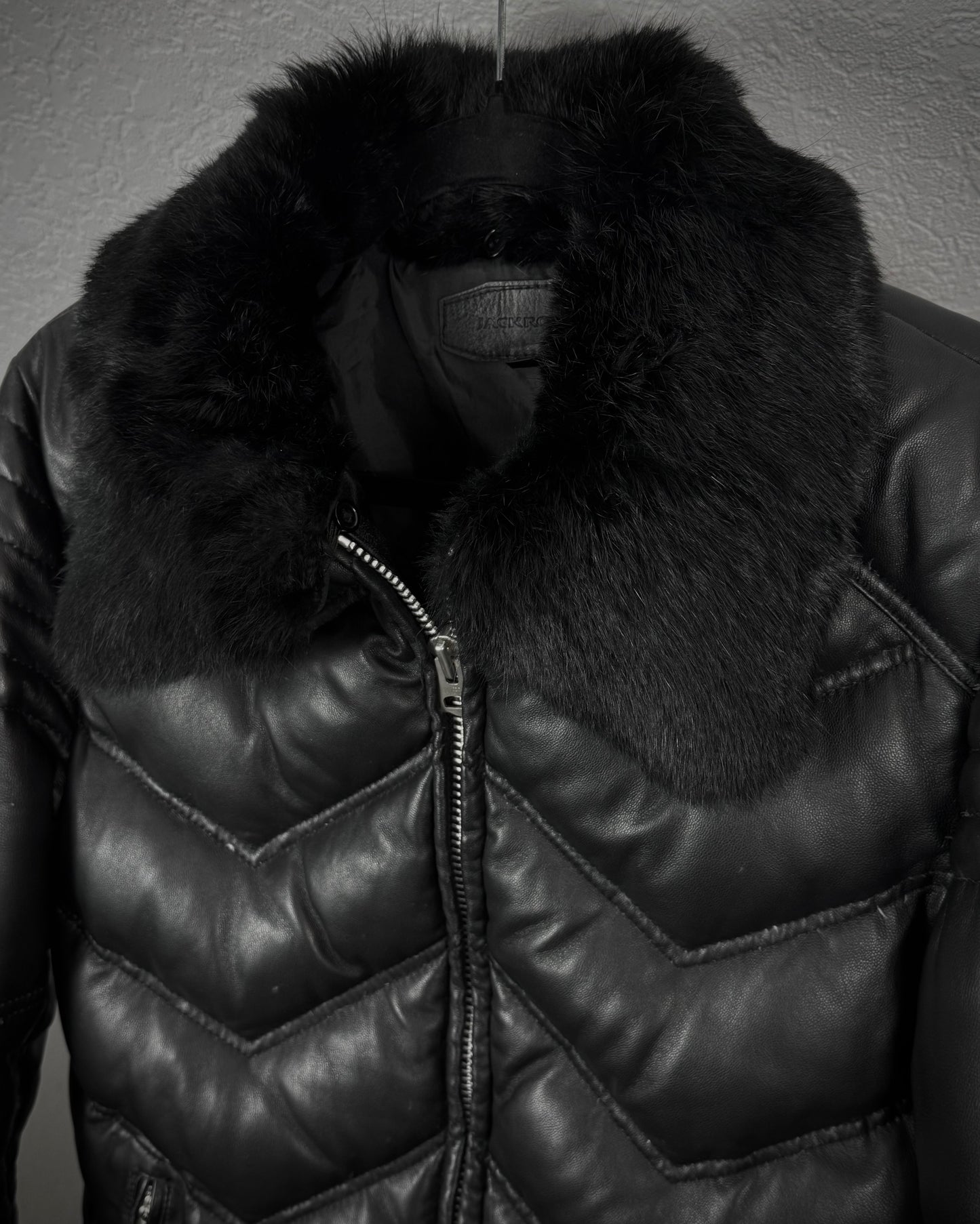 Jack Rose Chunky Fur Leather Puffer Jacket