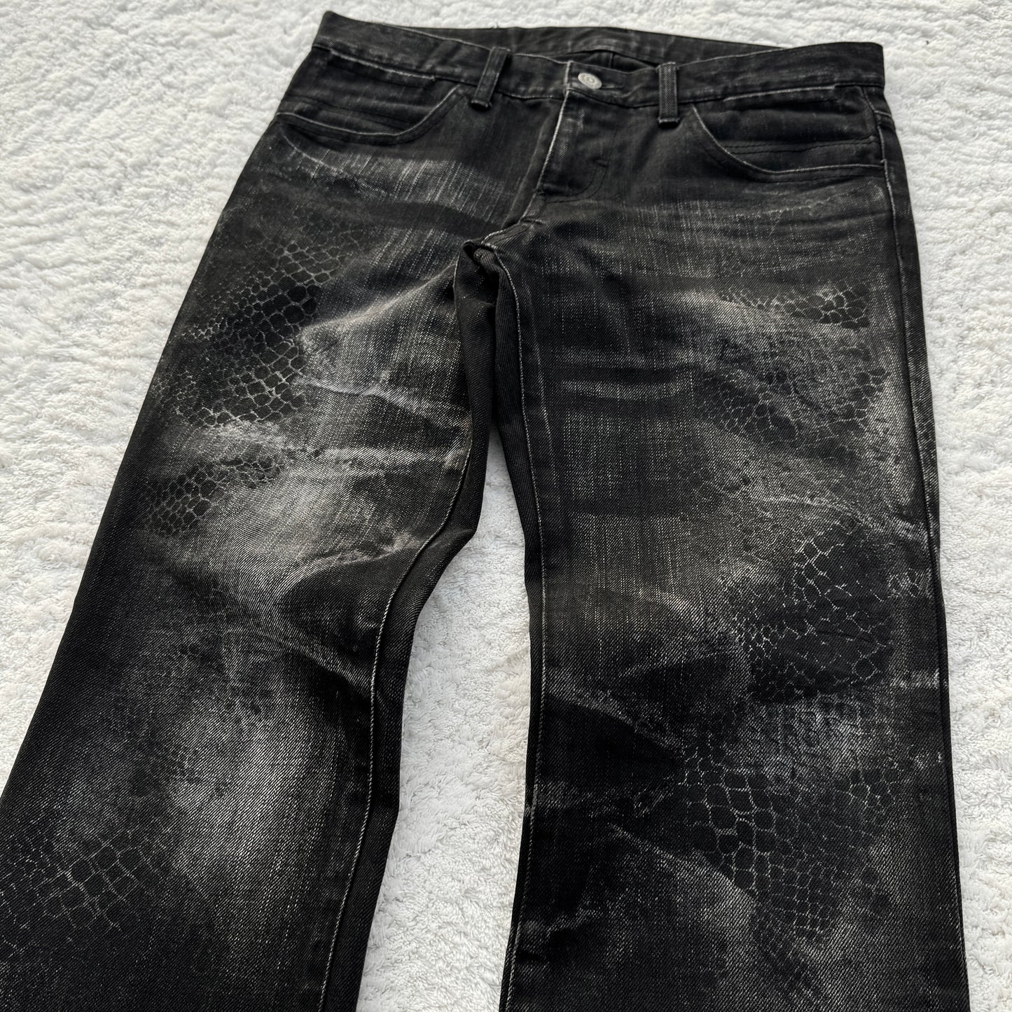 Tornado Mart Snakeskin Imprinted Washed Jeans