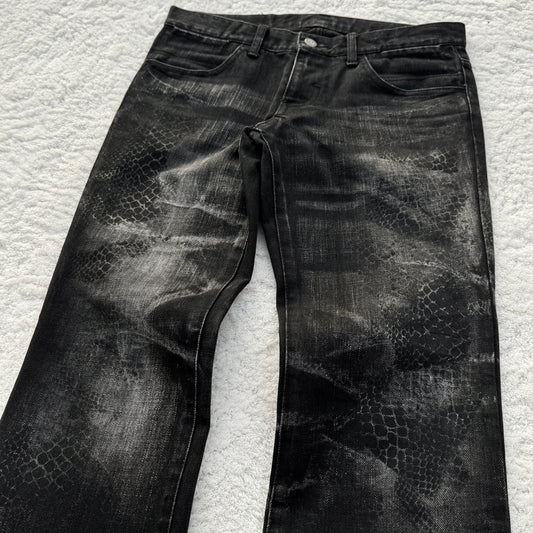 Tornado Mart Snakeskin Imprinted Washed Jeans