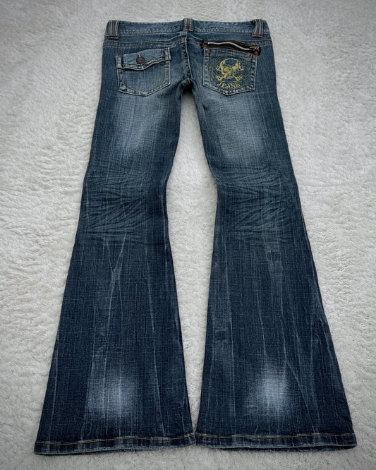 Japanese Brand Skull Design Flared Jeans