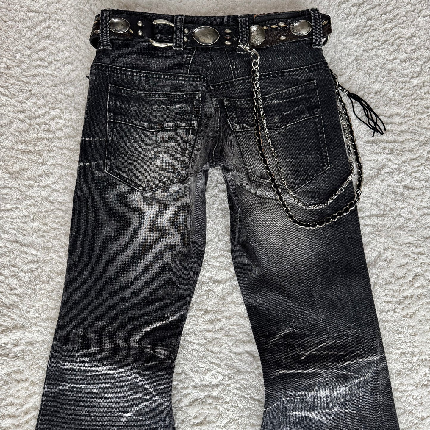 Tornado Mart Whisker Washed Bell Bottom Flared Jeans
