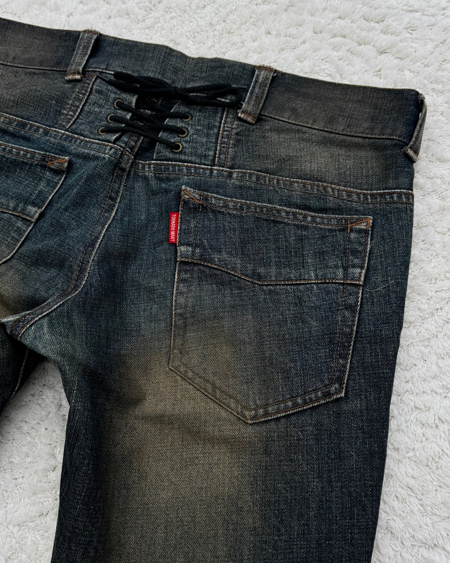 Tornado Mart Whisker Mud Wash Flared Jeans