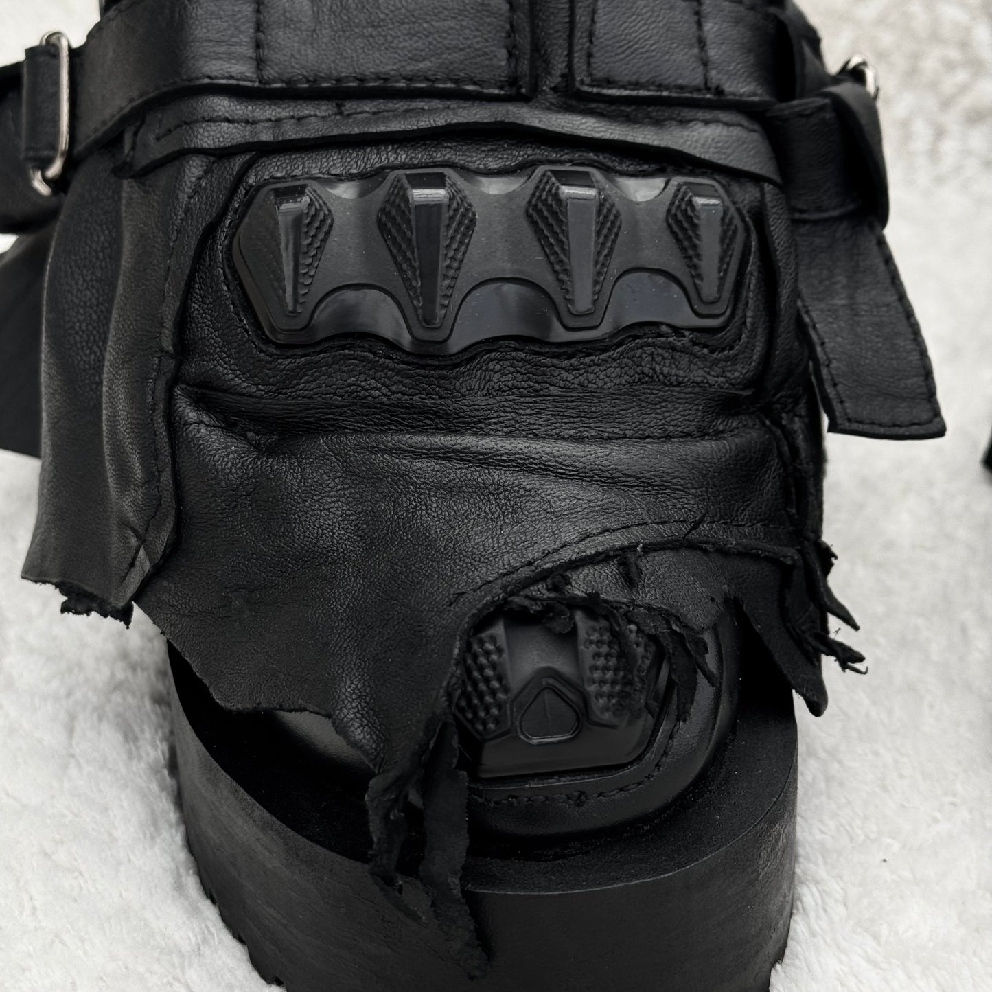 Yasuyuki Ishii Layered Leather Armor Combat Boots