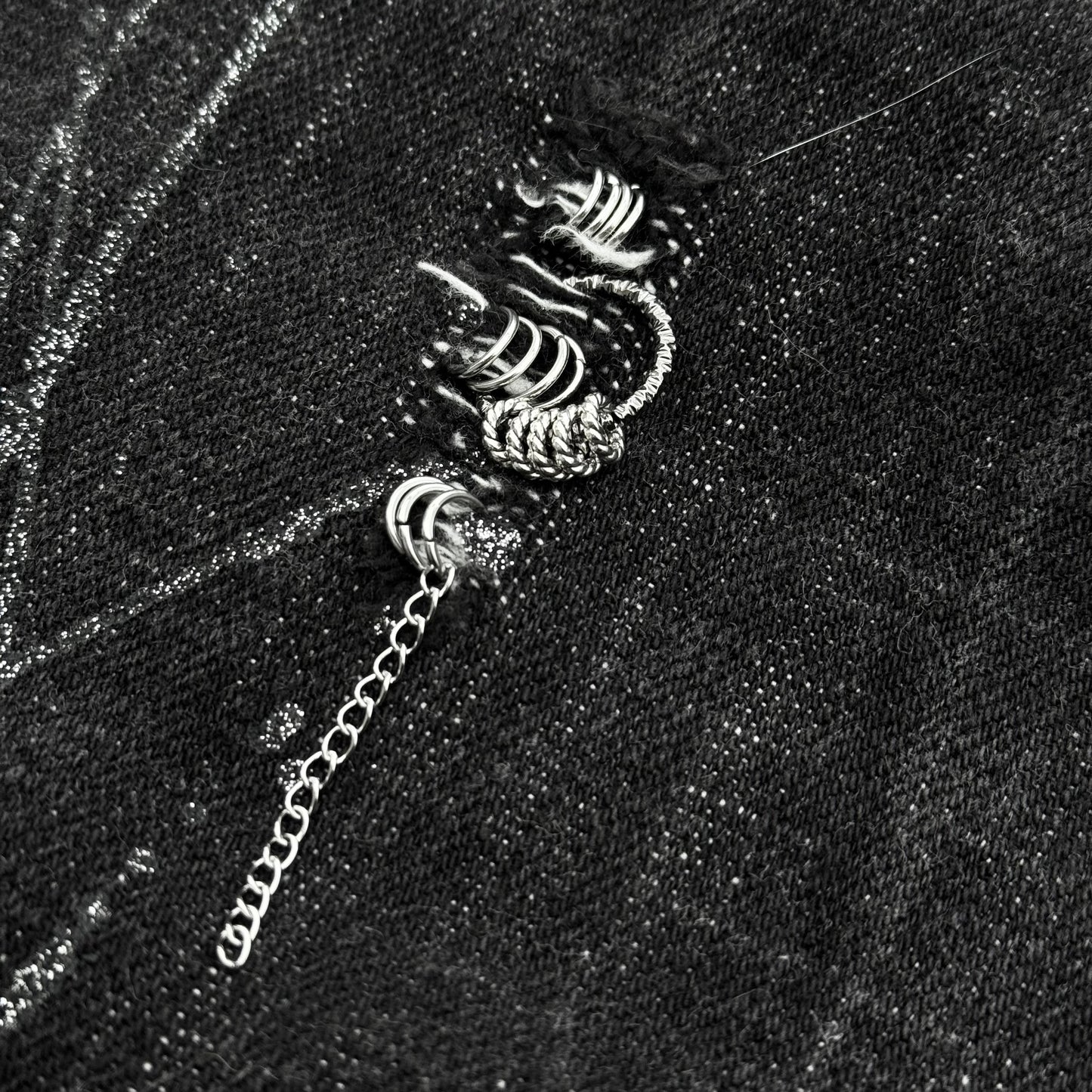 Glad News Pierced Glitter Strokes Flared Jeans