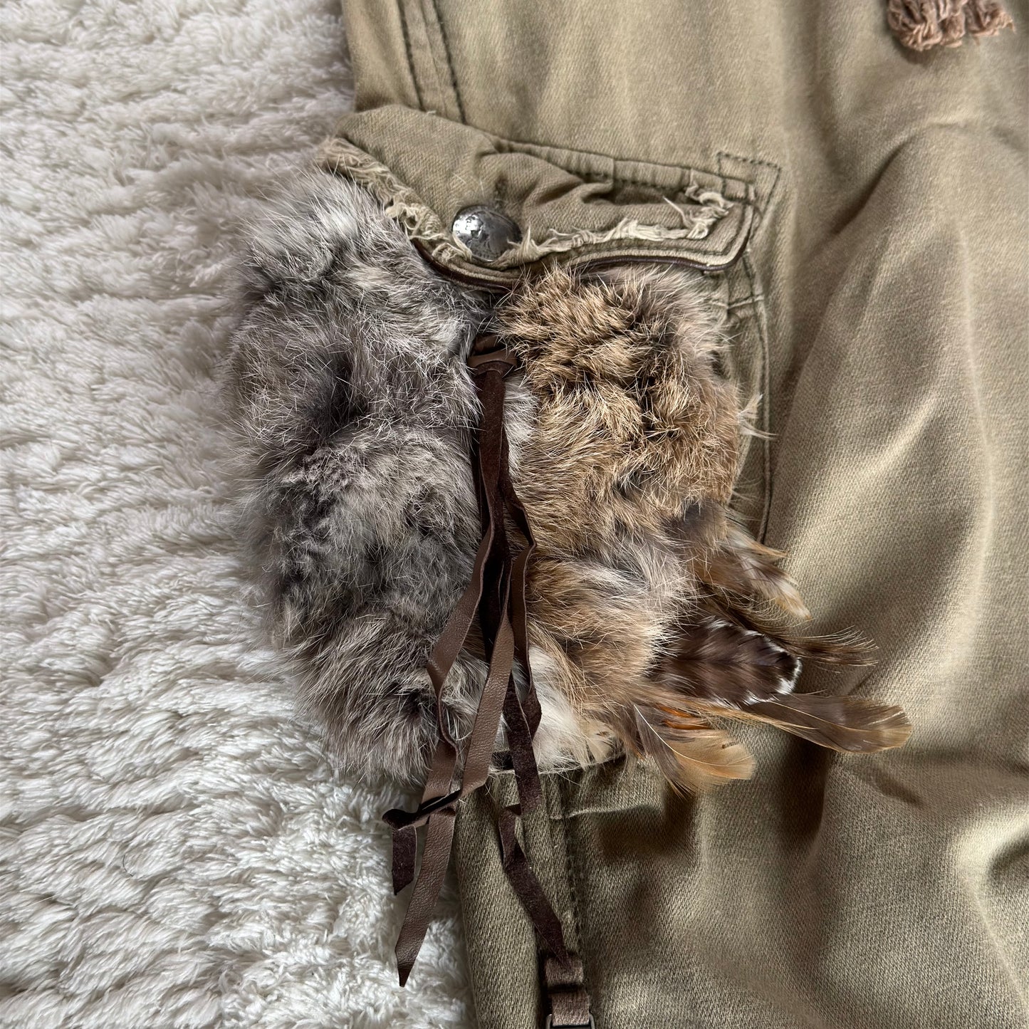 G.O.A Fur & Feather Pocket Flared Cargo Pants