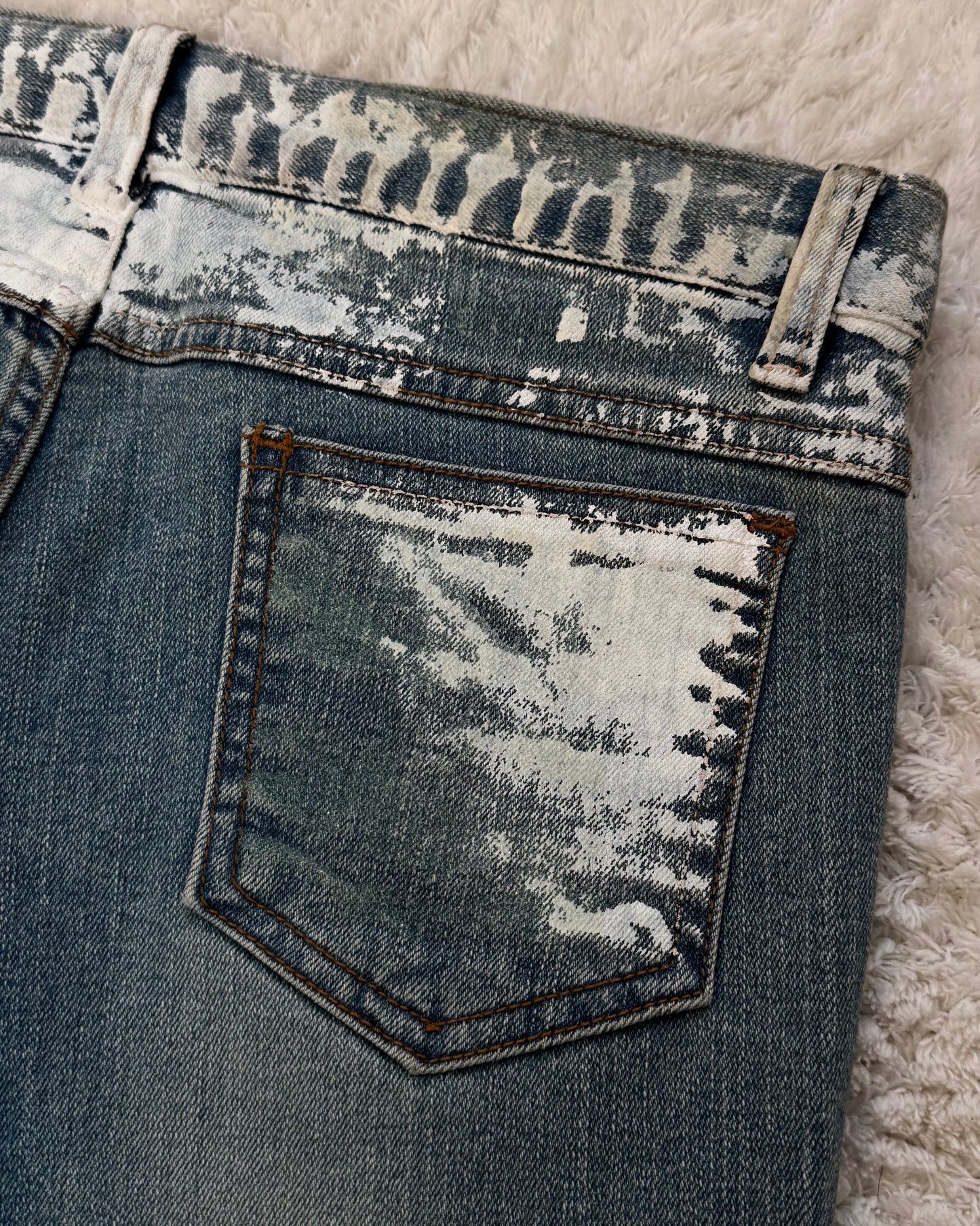 Prismatic Colors Paint Stroke Coated Flared Jeans
