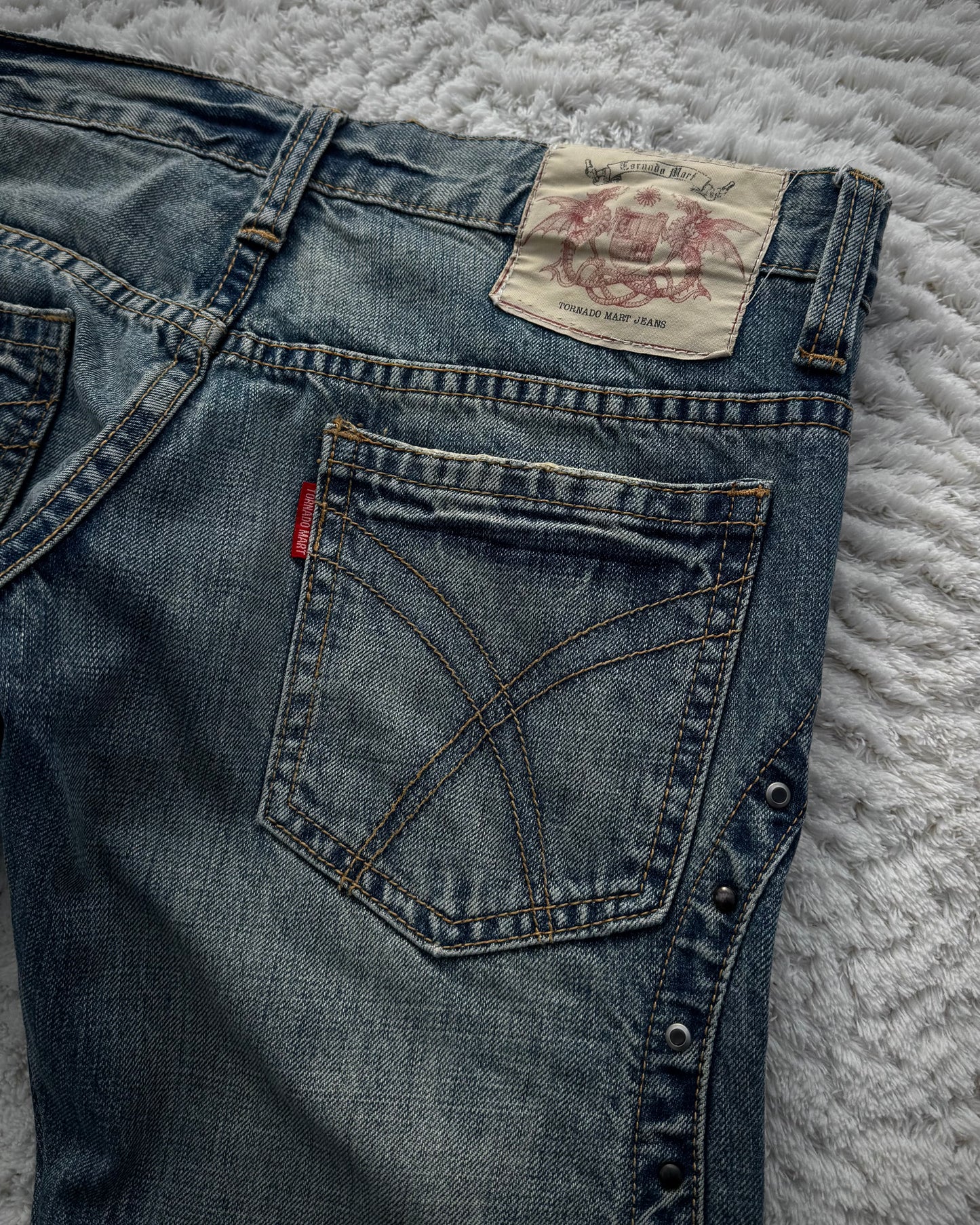 Tornado Mart Studded Side Zip Flared Jeans