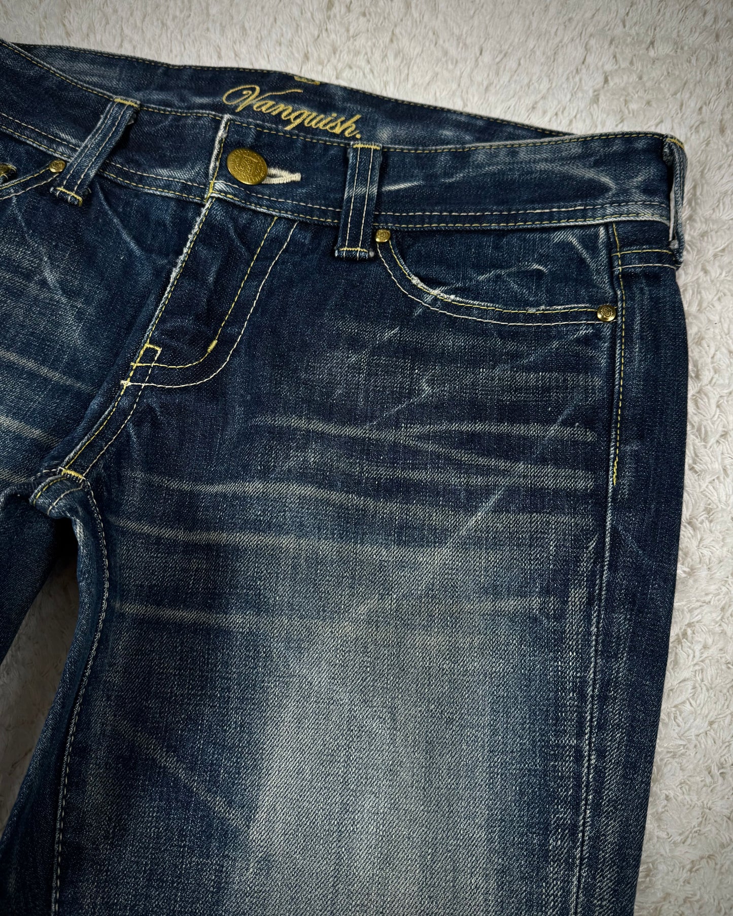 Vanquish Whisker Washed Flared Jeans