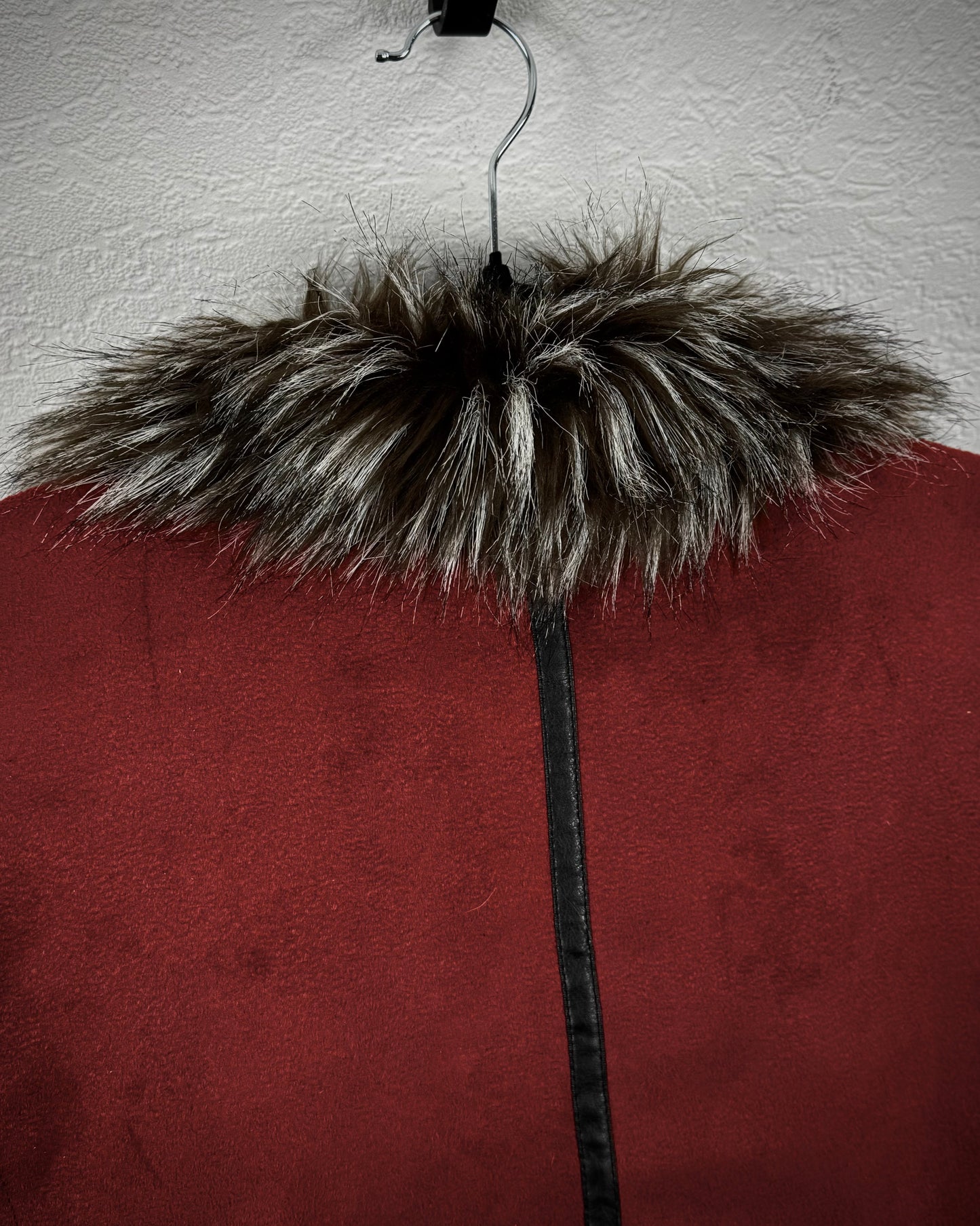In The Attic Crimson Fur Suede Jacket