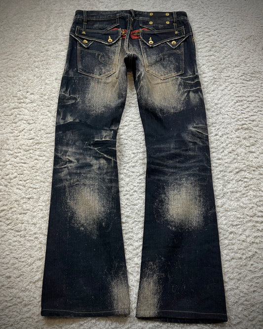Semantic Design Double Flap Mud Whisker Wash Bootcut Jeans