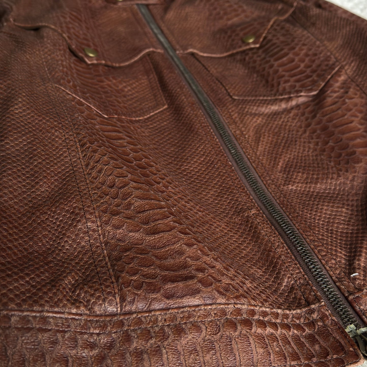 Tornado Mart Crocodile Pattern Pigskin Leather Jacket