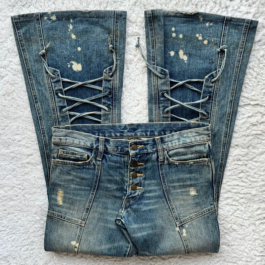 Tornado Mart Backlace Flared Denim