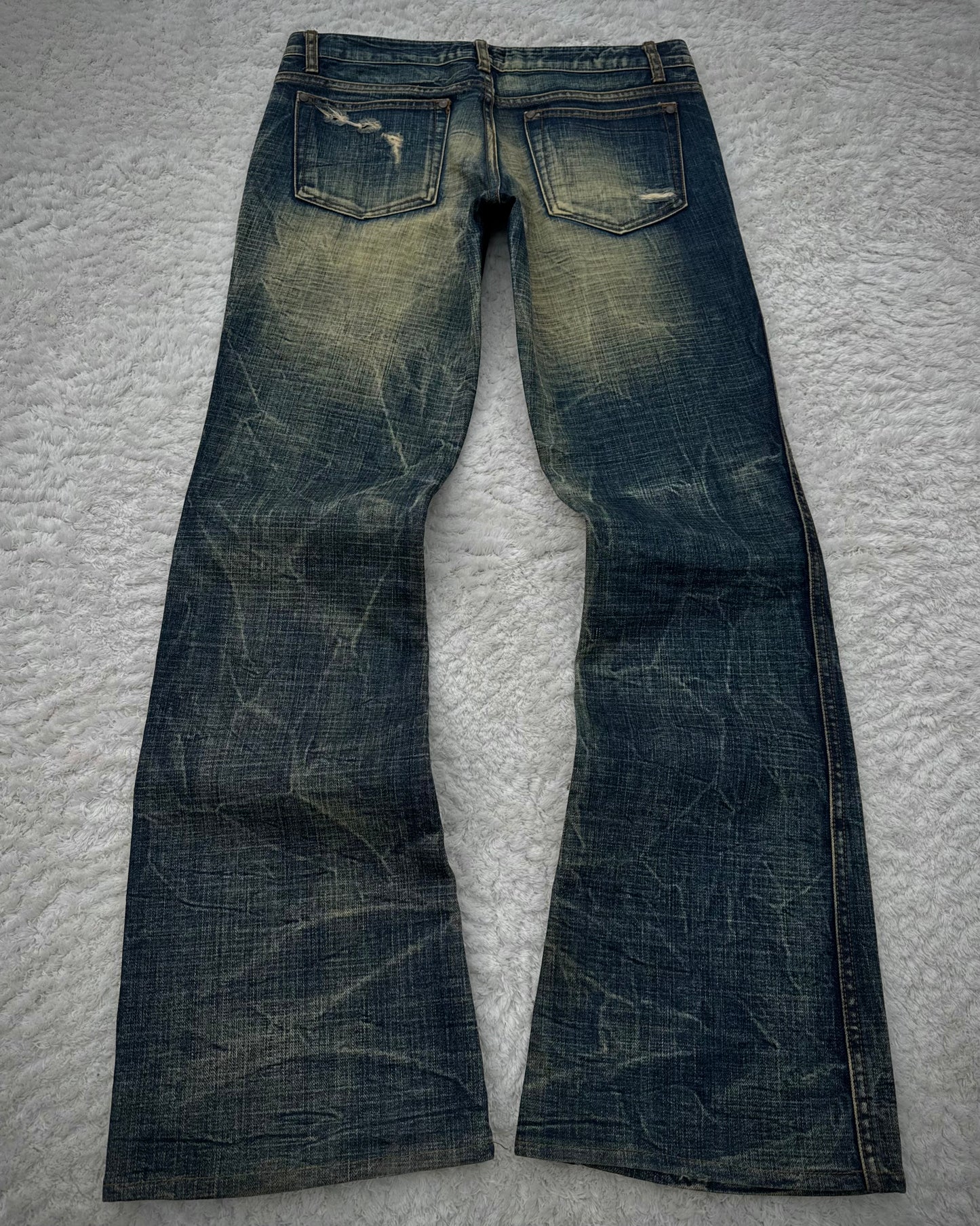Ozz First Mud Wash Distressed Flared Jeans