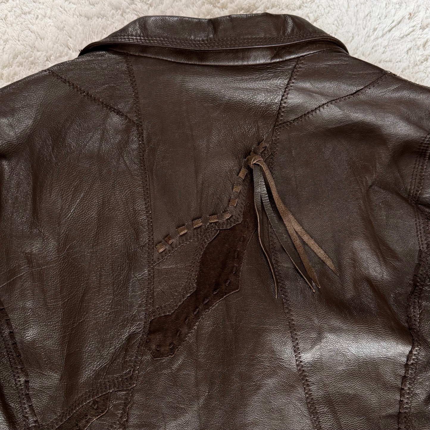 G.O.A Scar Stitched Leather Patchwork Blazer