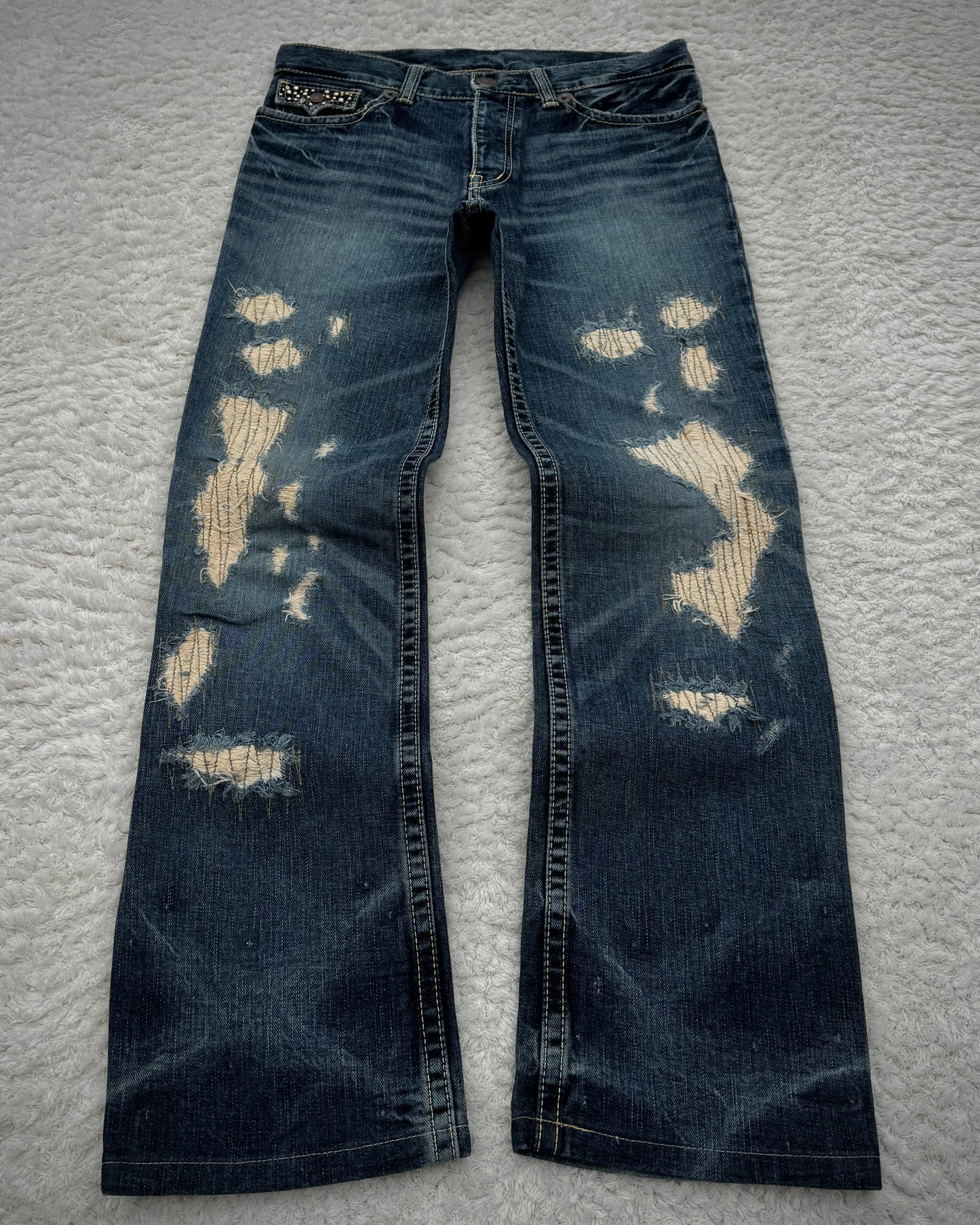 Irish Western Studded Repaired Distressing Jeans