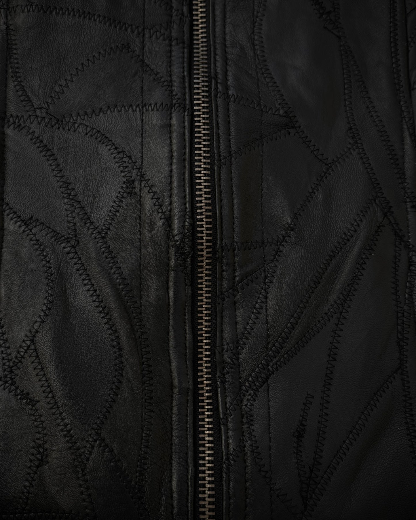 All The Way Fur Collar Sheepskin Leather Patchwork Jacket