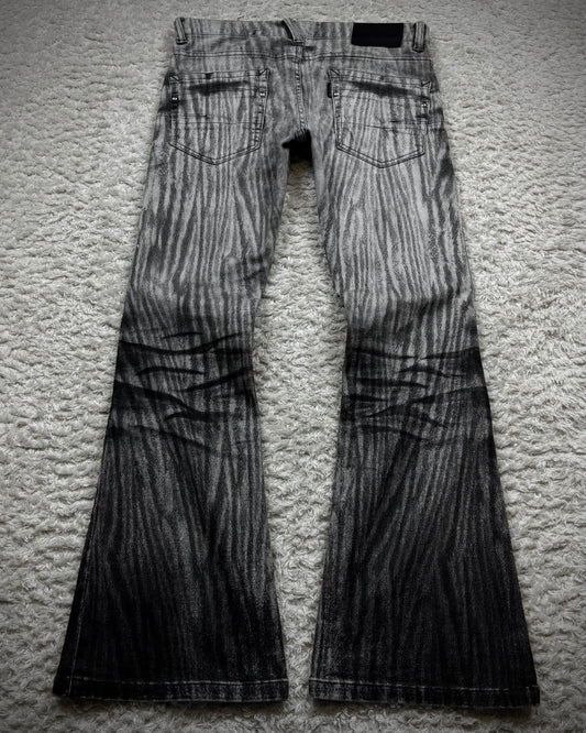 Tornado Mart Clawmarks Zebra Coated Flared Pants