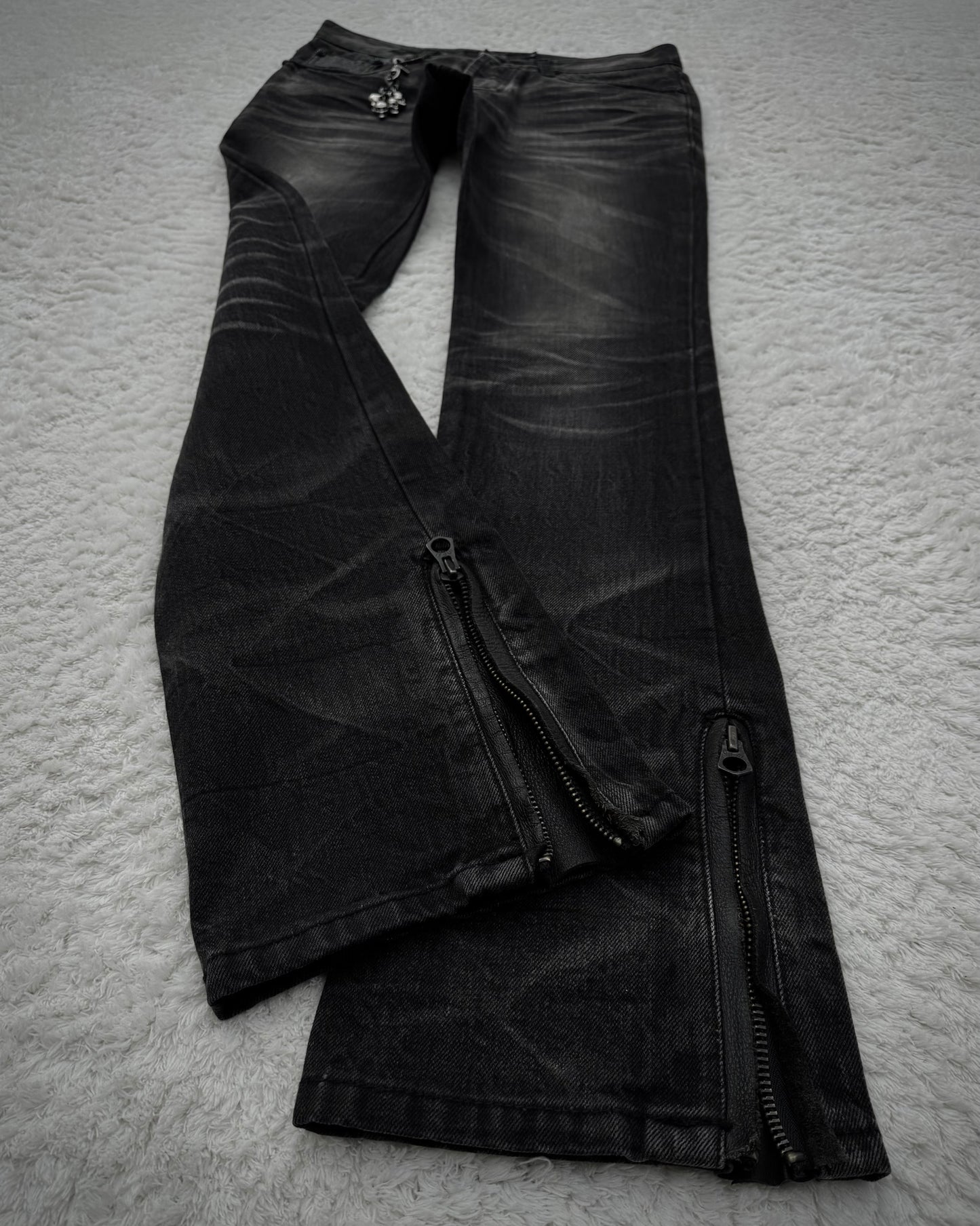 Fuga Whsiker Washed Snakeskin Lion Bootcut Jeans