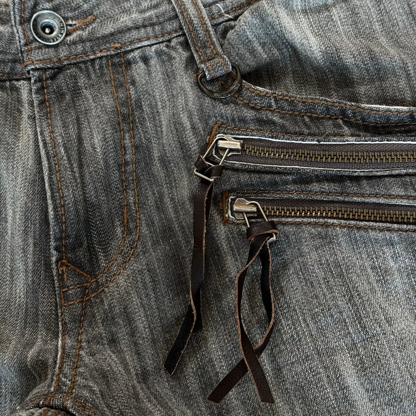 Nicole Club Leather Tassel Zippers Bootcut Jeans