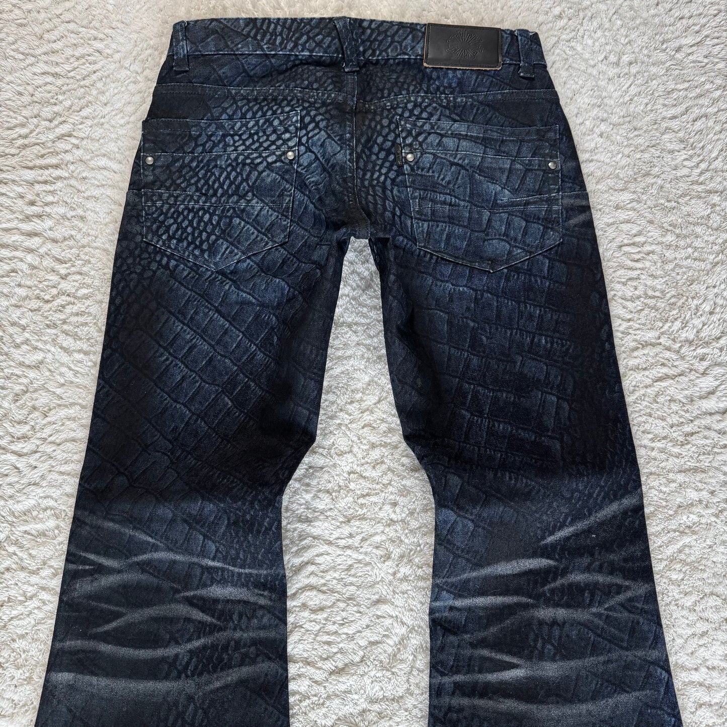 Tornado Mart Crocodile Pattern Flared Jeans