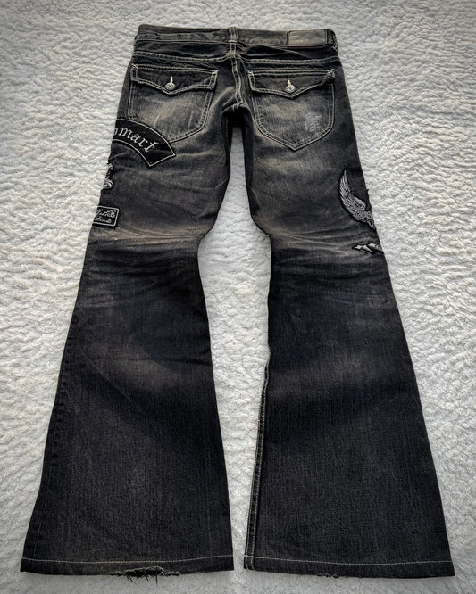 Tornado Mart Embroided Patches Flared Jeans