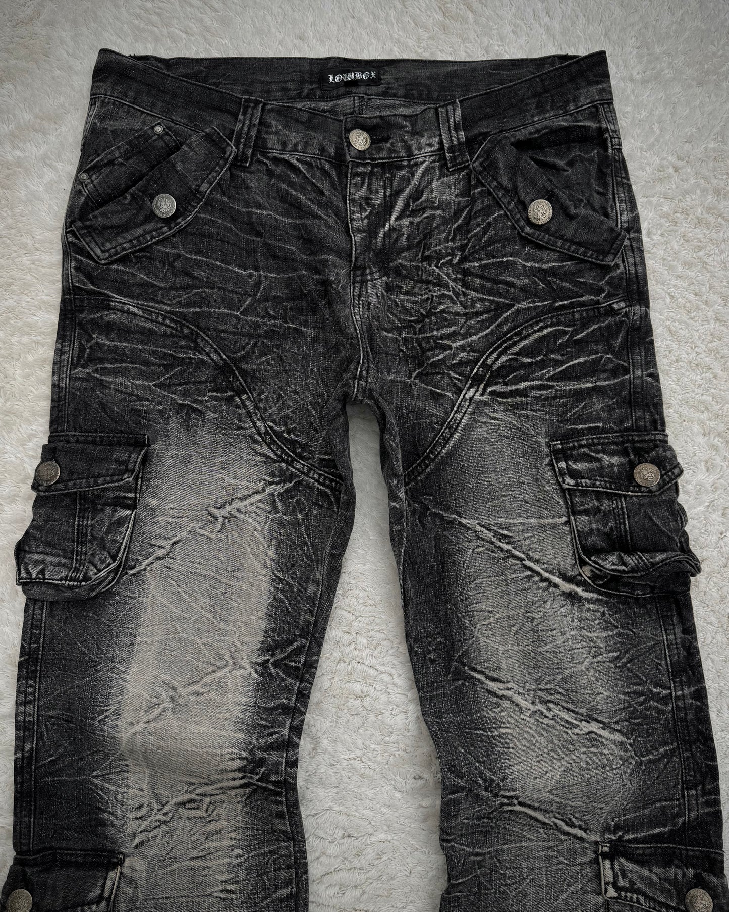 Lowbox Heavy Washed Flared Cargo Pants