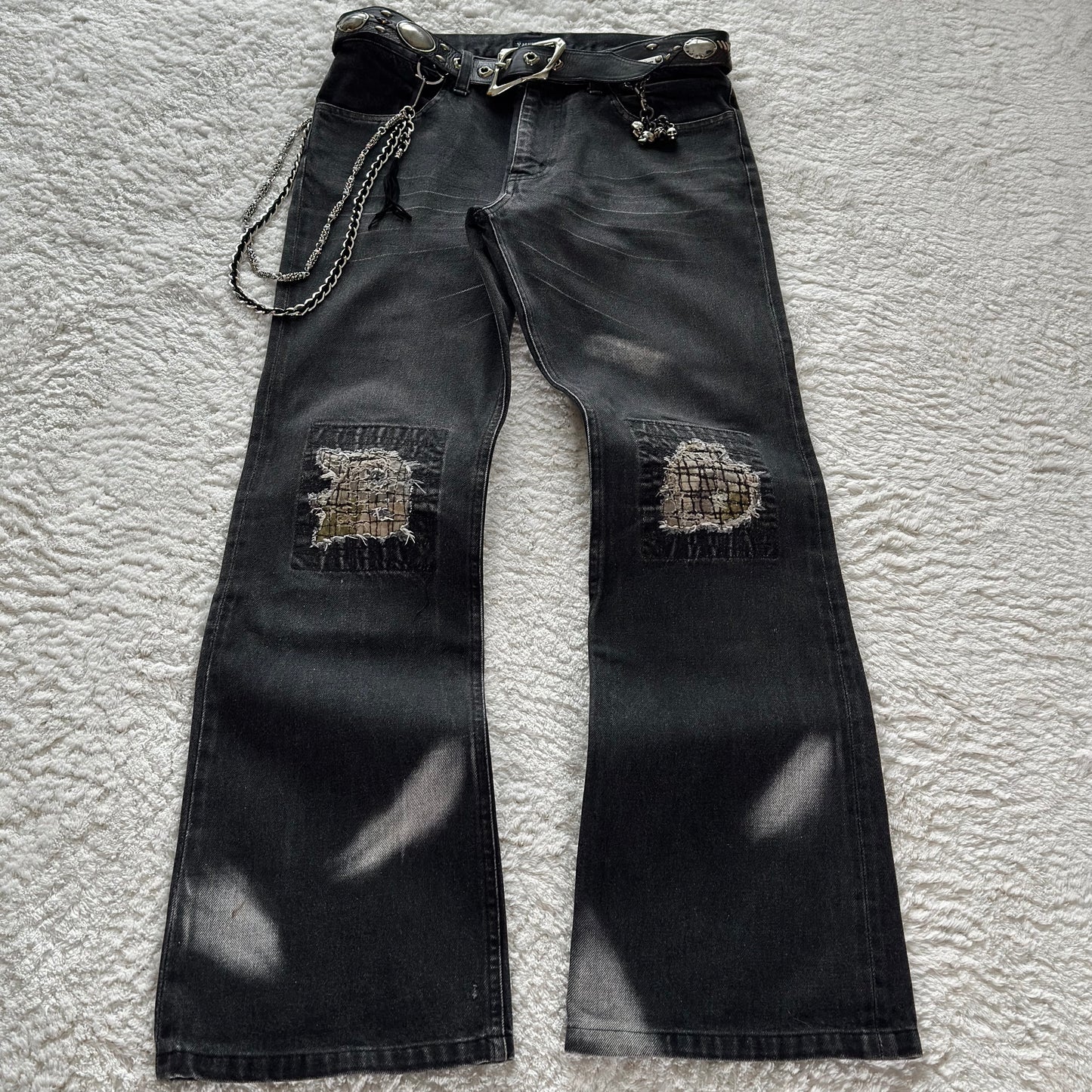 Yasuyuki Ishii Knee Repaired Flared Jeans