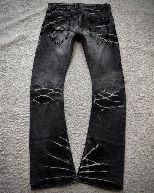 Johnny Wolf Clawmarks Washed J-Cut Flared Jeans