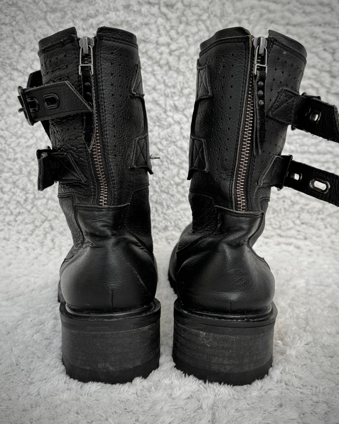Midas Belted Leather Combat Boots