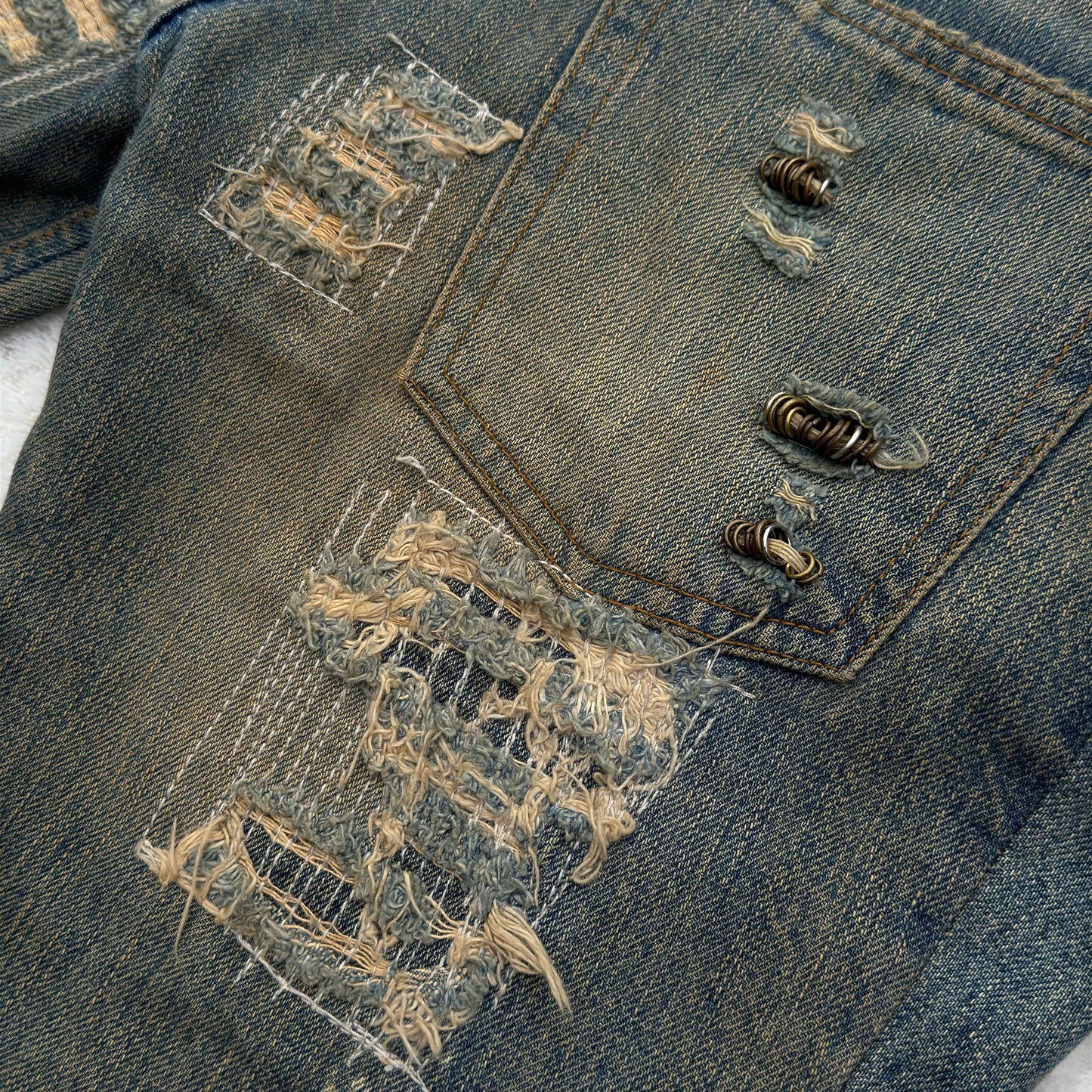 IfSixWasNine Mud Max Bell Bottom Pierced Flared Jeans