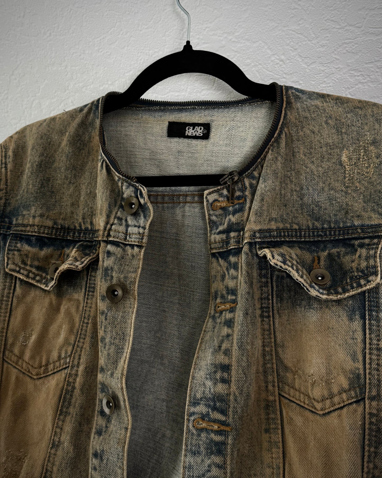 Glad News Mud Wash Distressed Denim Jacket