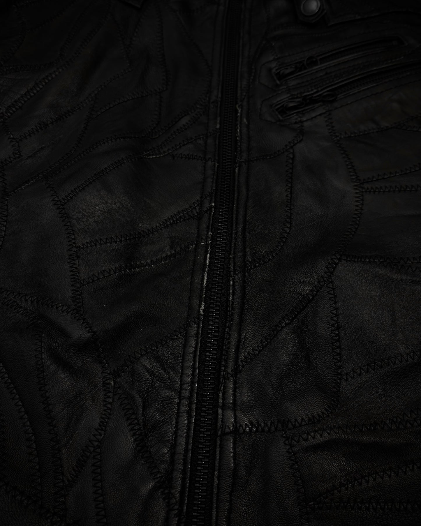 Hideaways Scar Stitched Leather Patchwork Jacket