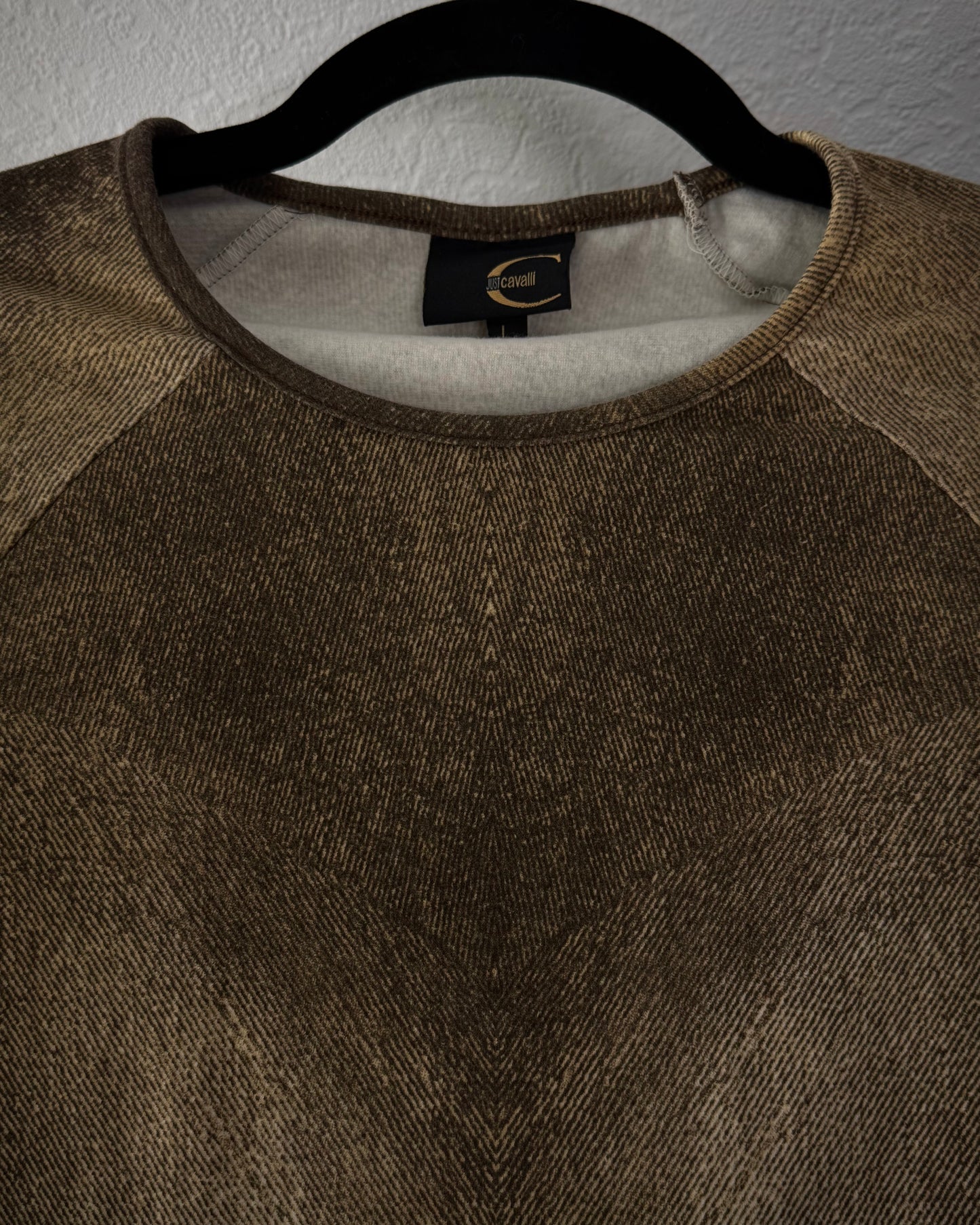 Roberto Cavalli Wood Textured Raglan T-Shirt
