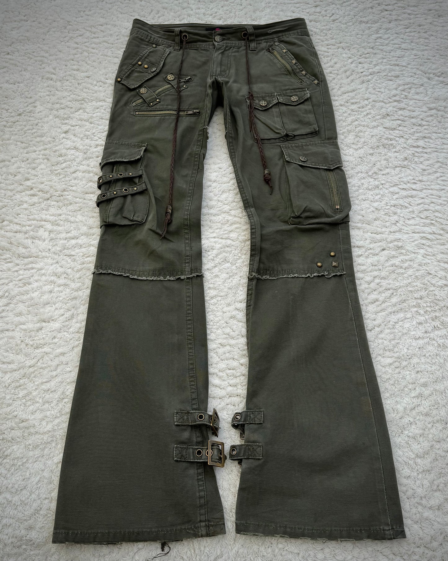 Midas Military Studded Laced Flared Cargo Pants