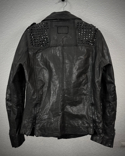Tigha Studded Leather Double Rider Jacket