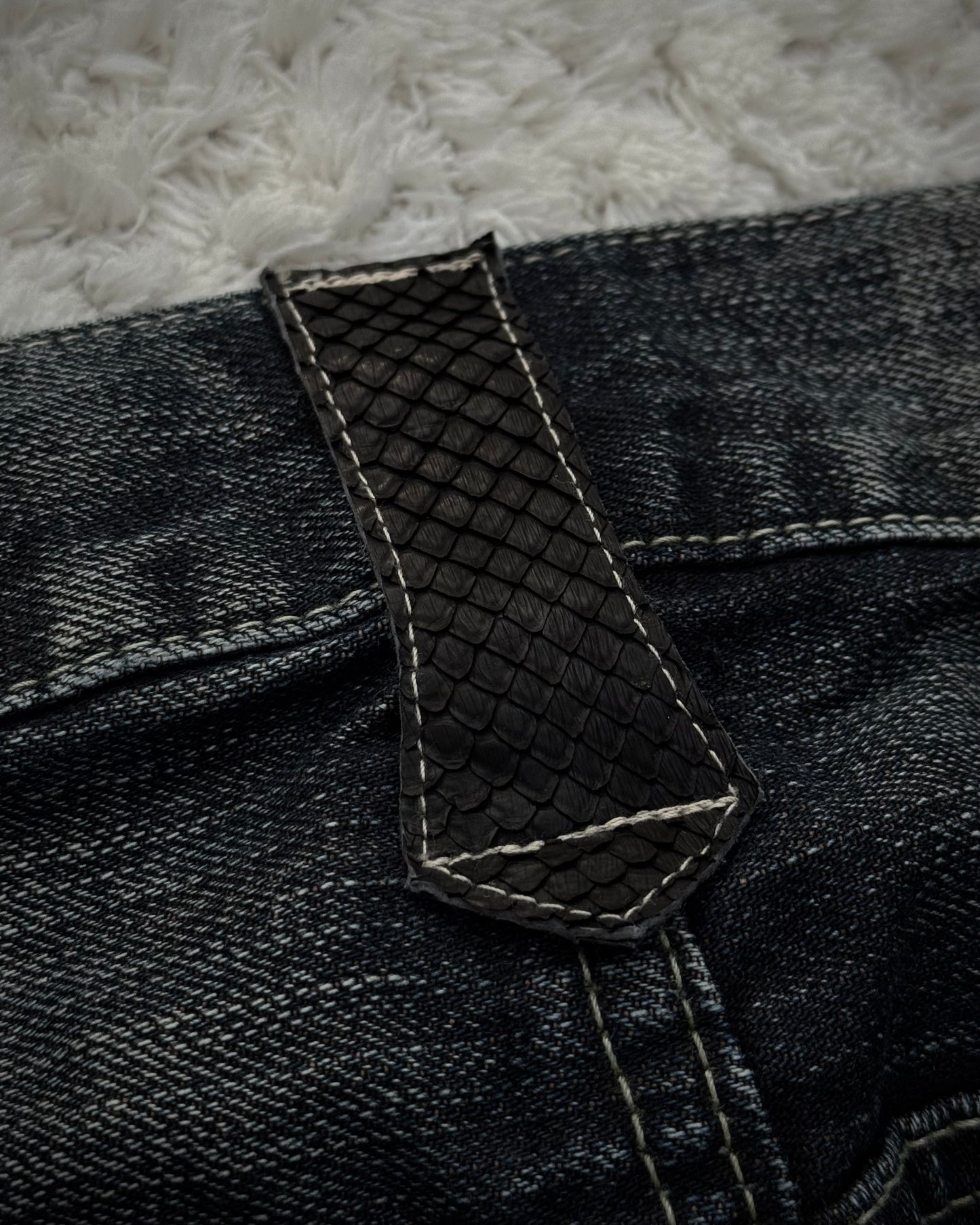 Tornado Mart Python Detailed Mud Claw Marks Washed Flared Jeans