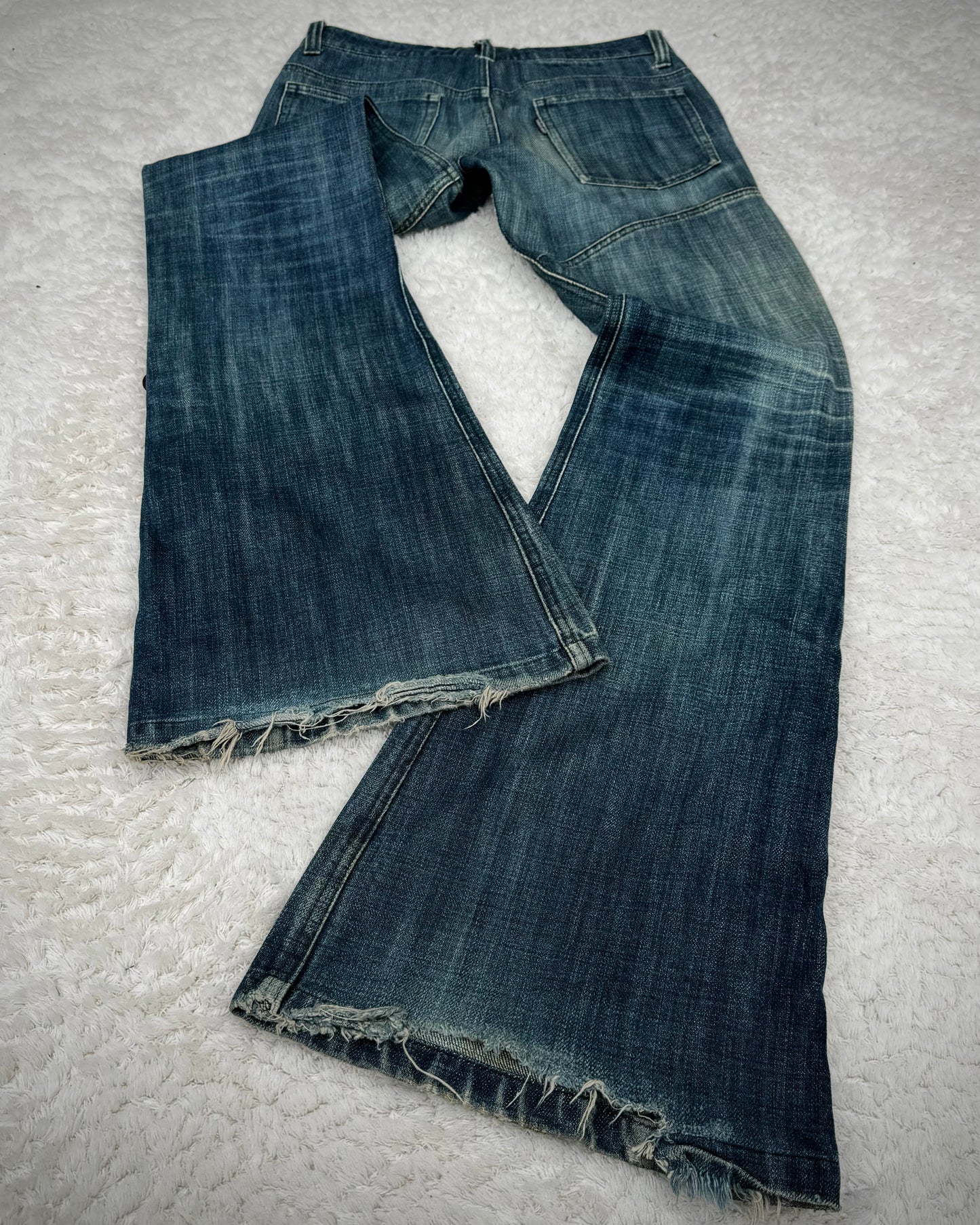 Tornado Mart Vintage Mud Washed Lace Up Flared Jeans