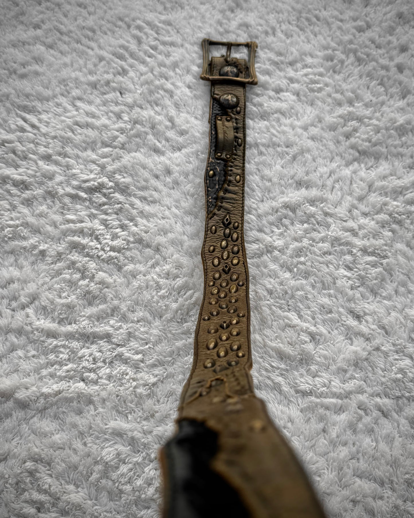 14th Addiction Scar Stitched Studded Belt