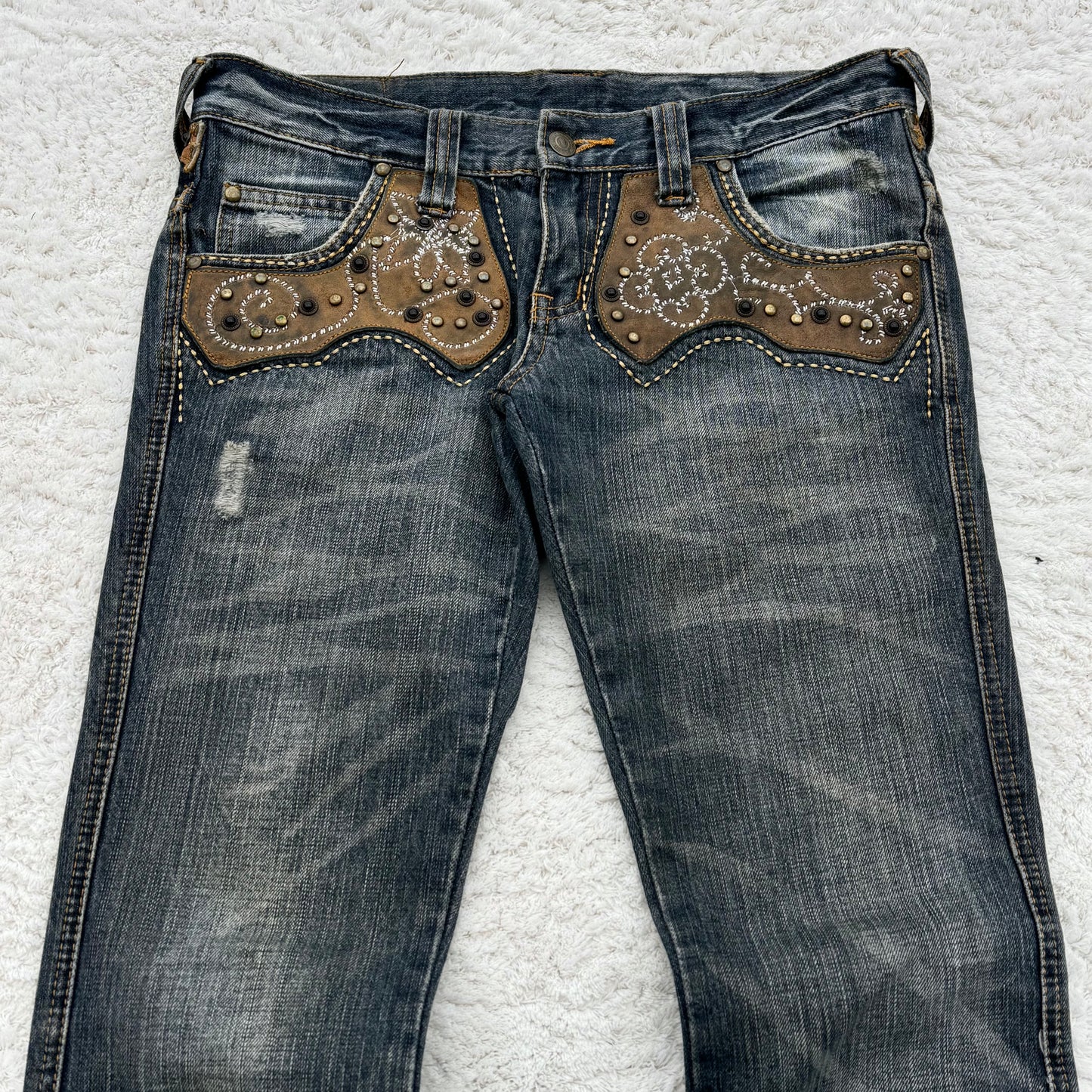Tornado Mart Western Studded Flared Jeans