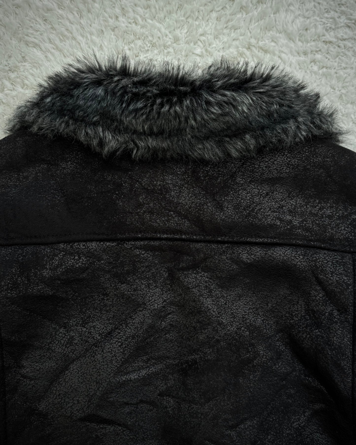 291295=HOMME Cracked Waxed Fur Jacket