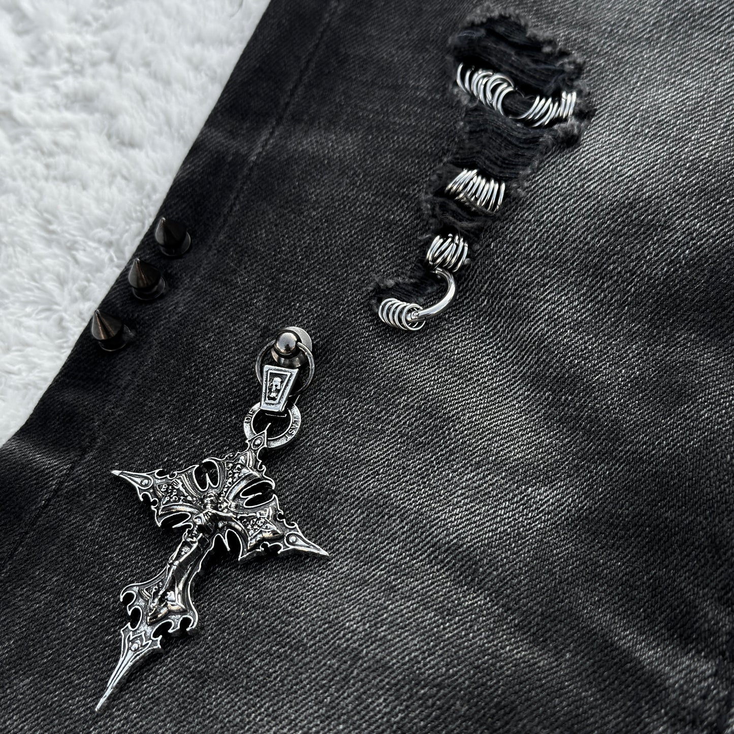 Fuga Pierced & Studded Flared Jeans