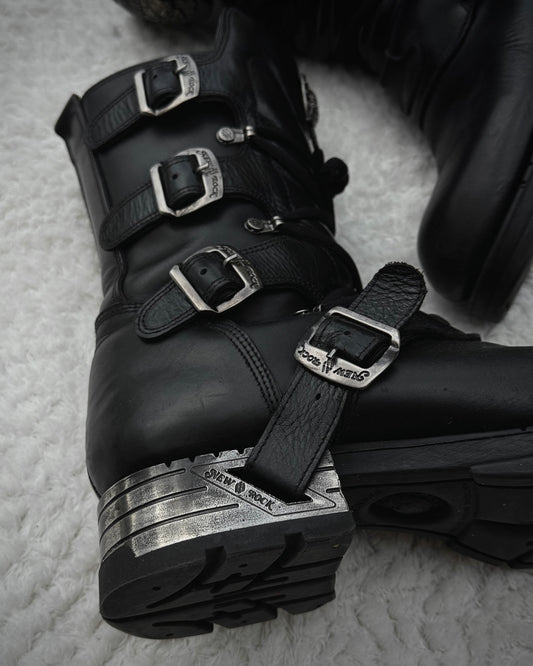 New Rock Steel Heel Leather Boots
